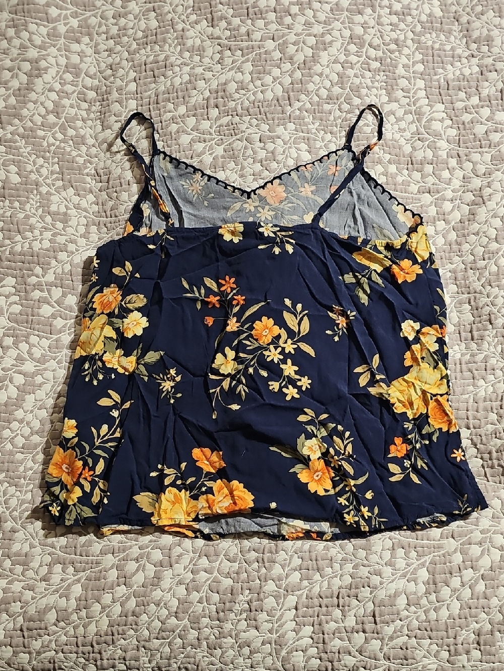 Old Navy Navy Floral Spaghetti-Strap Tank Top